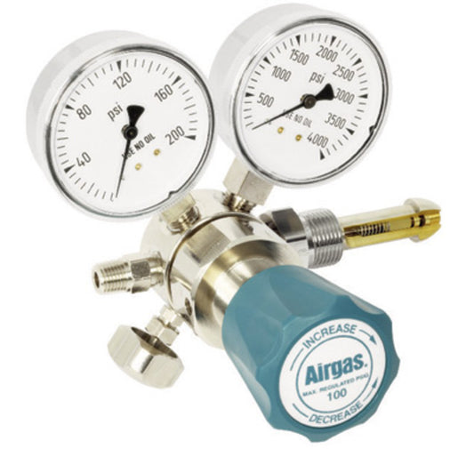 Airgas Single Stage Brass 0-100 psi Analytical Cylinder Regulator CGA-540 With Needle Outlet