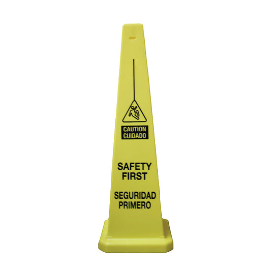 Cortina Safety Products Yellow Polypropylene Floor Cone - Caution Safety First (5 pack)
