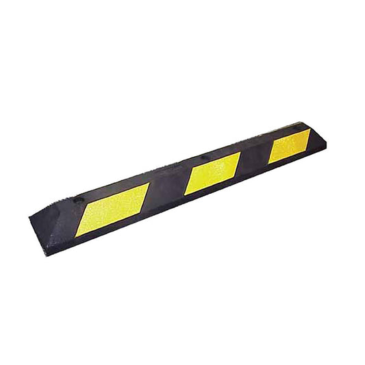 Cortina Safety Products Orange/White Rubber Parking Block - 6 foot Parking Block - Black Rubber w/ Yellow Reflective Stripes (1 Pack)