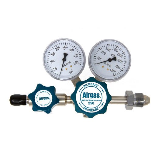 Airgas Model N245F510 Brass High Purity Two Stage Pressure Regulator With 1/4" FNPT Connection And Non-Lubricated Check Valve
