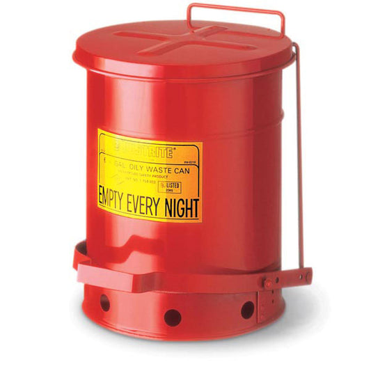 Justrite Oily Waste Can, 6 gal, Red