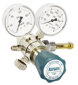 Airgas Two Stage Brass 0-100 psi Analytical Cylinder Regulator CGA-590 With Needle Valve